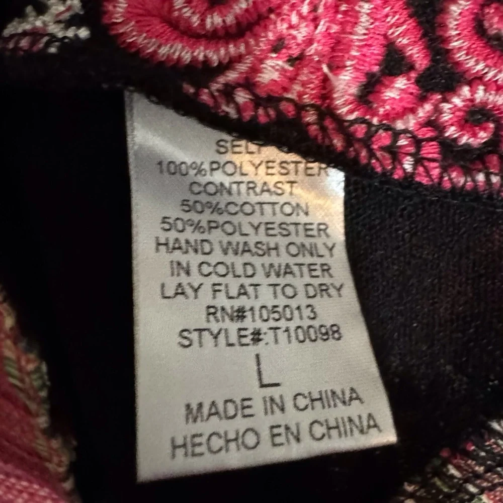 ❌❌Savanna Jane Large Black Pink Floral Embroidered Tank Top Blouse Boho Tie Back - Picture 7 of 8